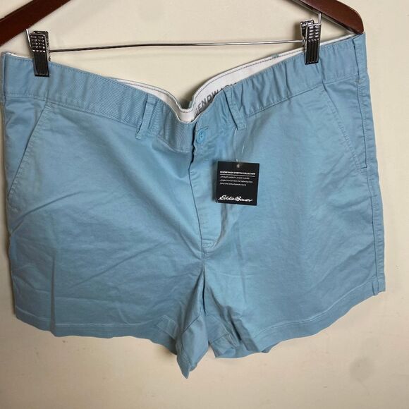 Eddie Bauer NWT Legendwash 5" Stretch Shorts Blue 18W - Picture 1 of 4